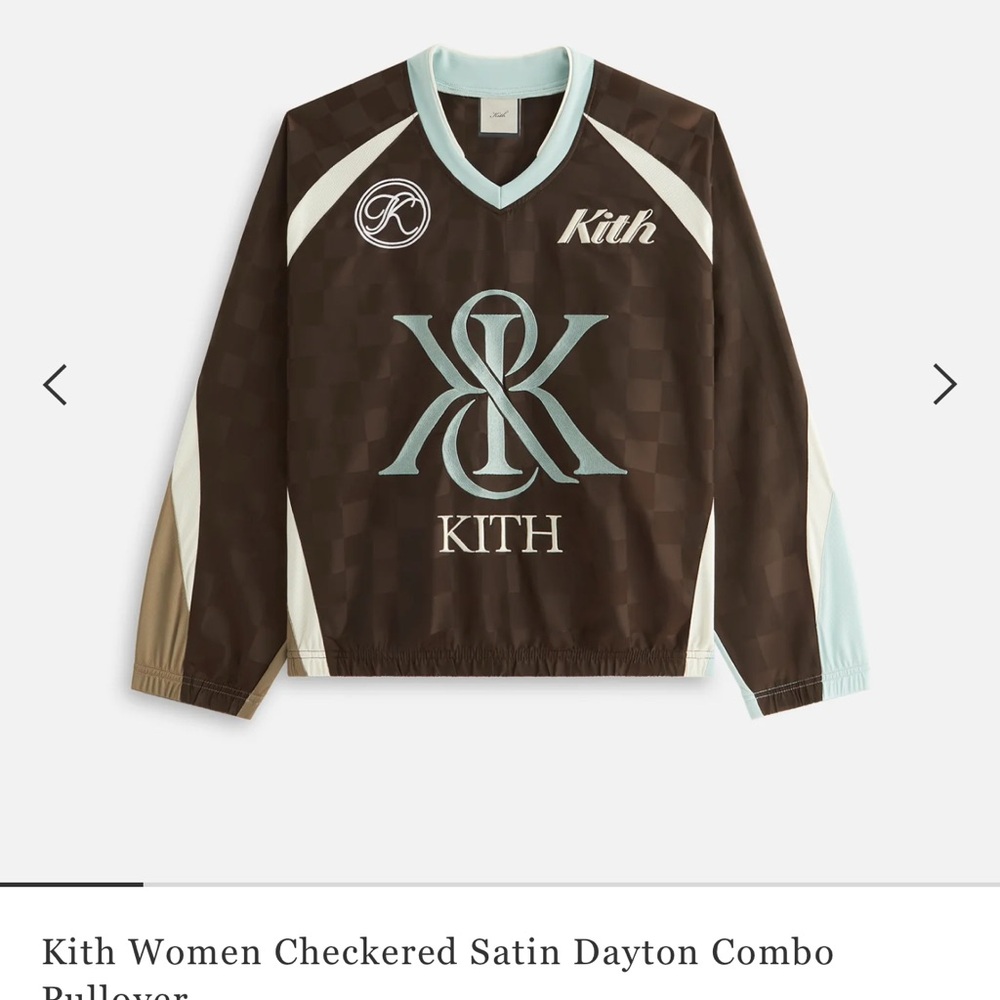 Kith Satin Checkered Pullover in Brown and Blue